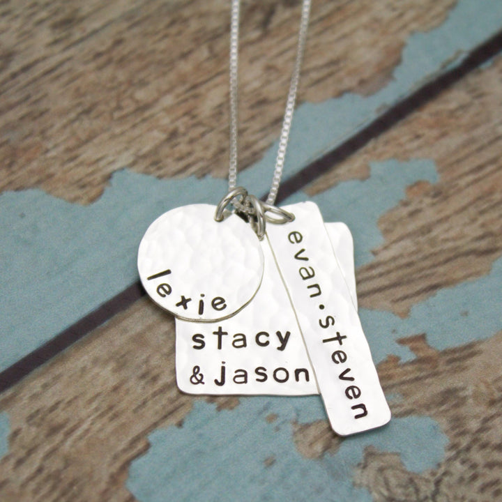 Personalized Sterling Silver Mother Necklace Personalized Hand Stamped Jewelry