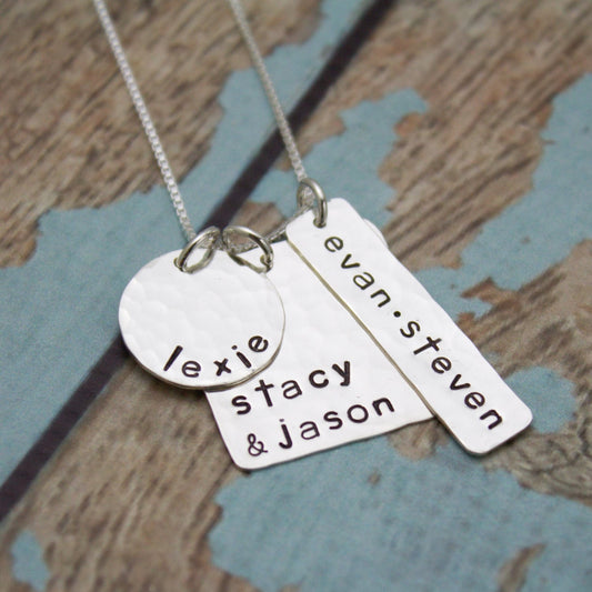 Personalized Sterling Silver Mother Necklace Personalized Hand Stamped Jewelry