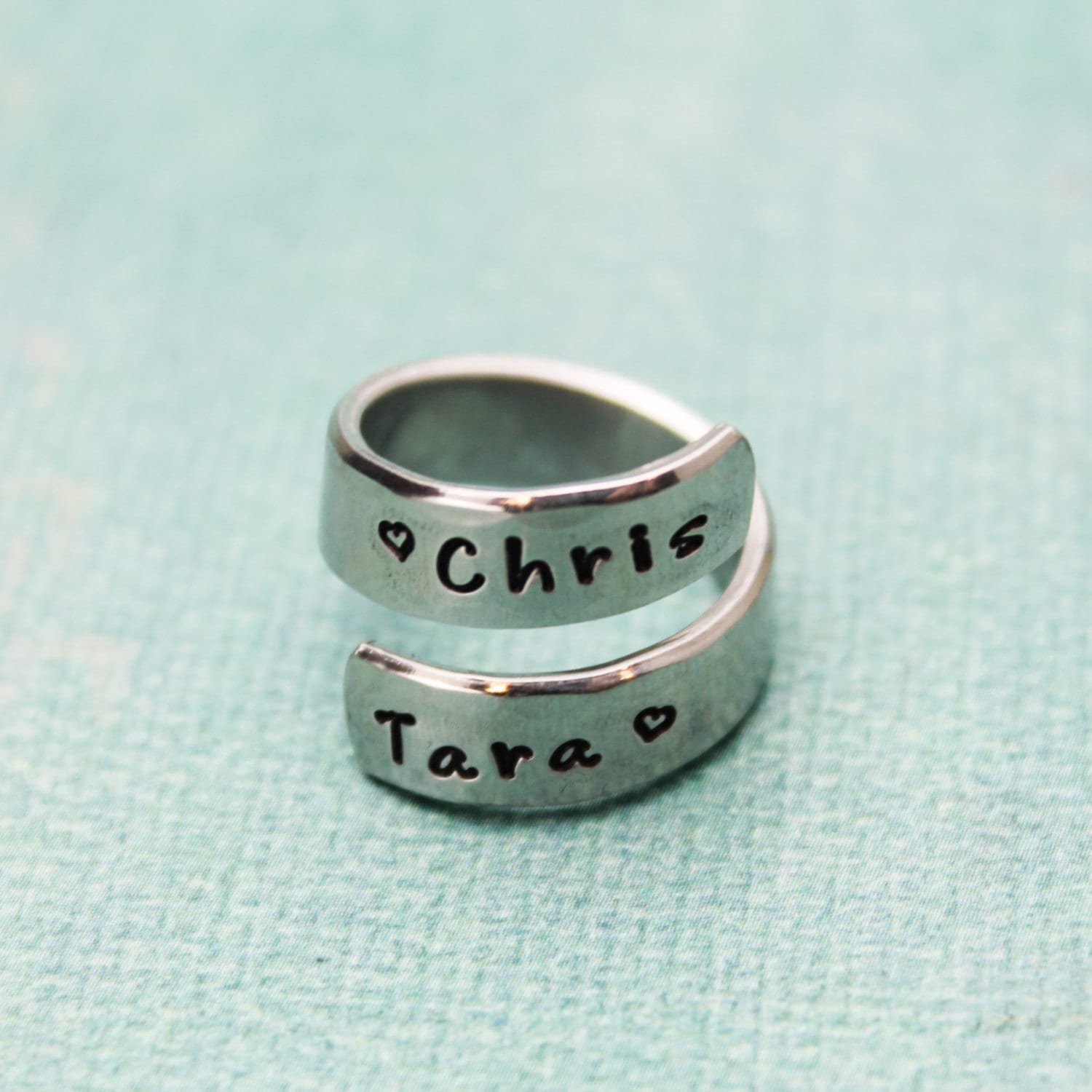Personalized Wrap Ring - Hand Stamped Aluminum