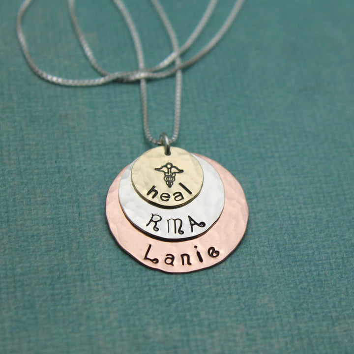 Nurse Jewelry Personalized Nurse Necklace RN Graduation Gift Hand Stamped Jewelry
