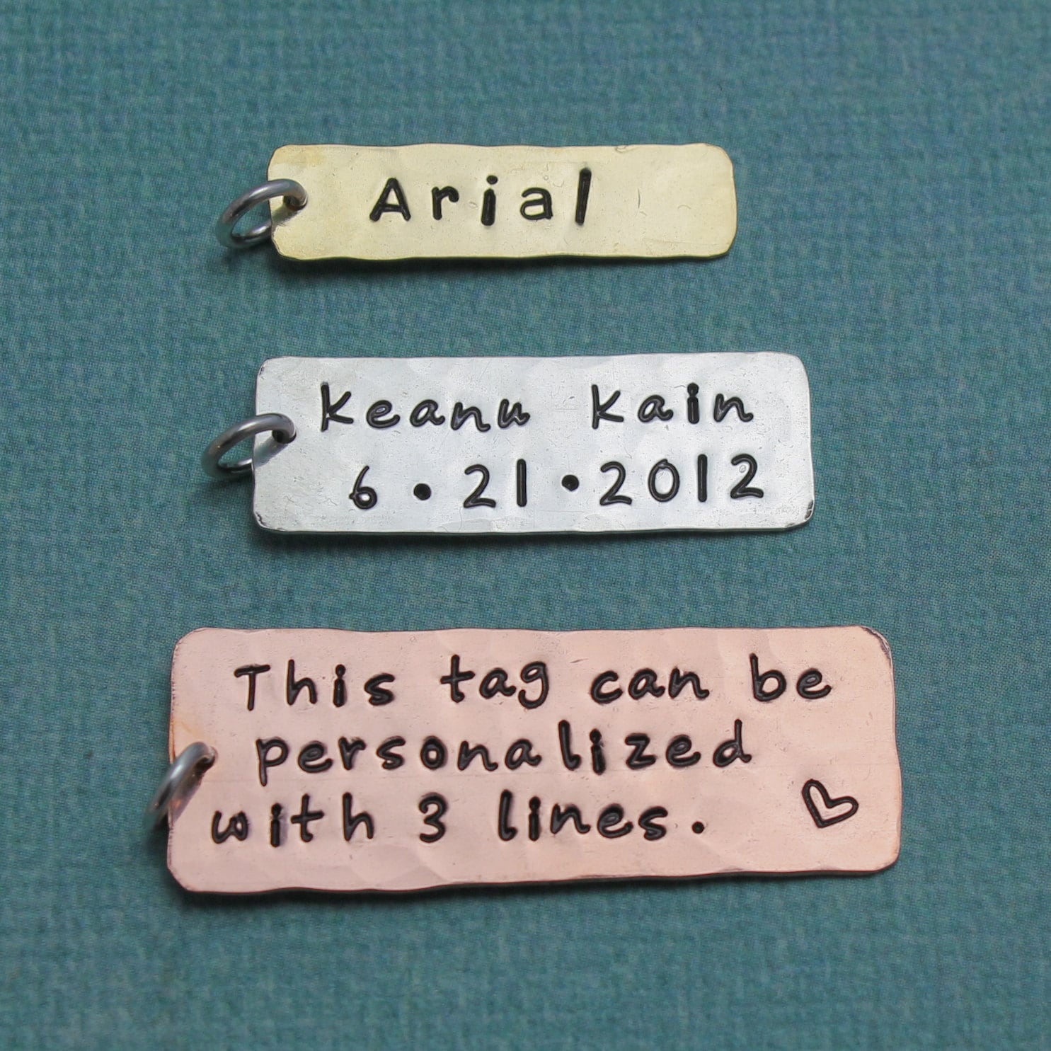 Personal Tags Example Personalized Tag Charm β Tracy Tayan Design