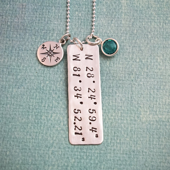 Personalized Latitude & Longitude Necklace, Coordinates Necklace, Compass Jewelry, Custom Coordinates, Custom Jewelry