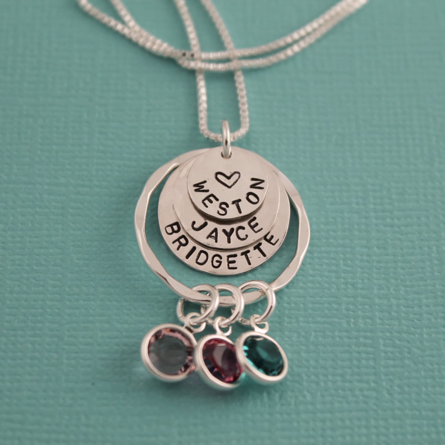 Grandmother Layered Sterling Silver Necklace Personalized Hand Stamped Jewelry