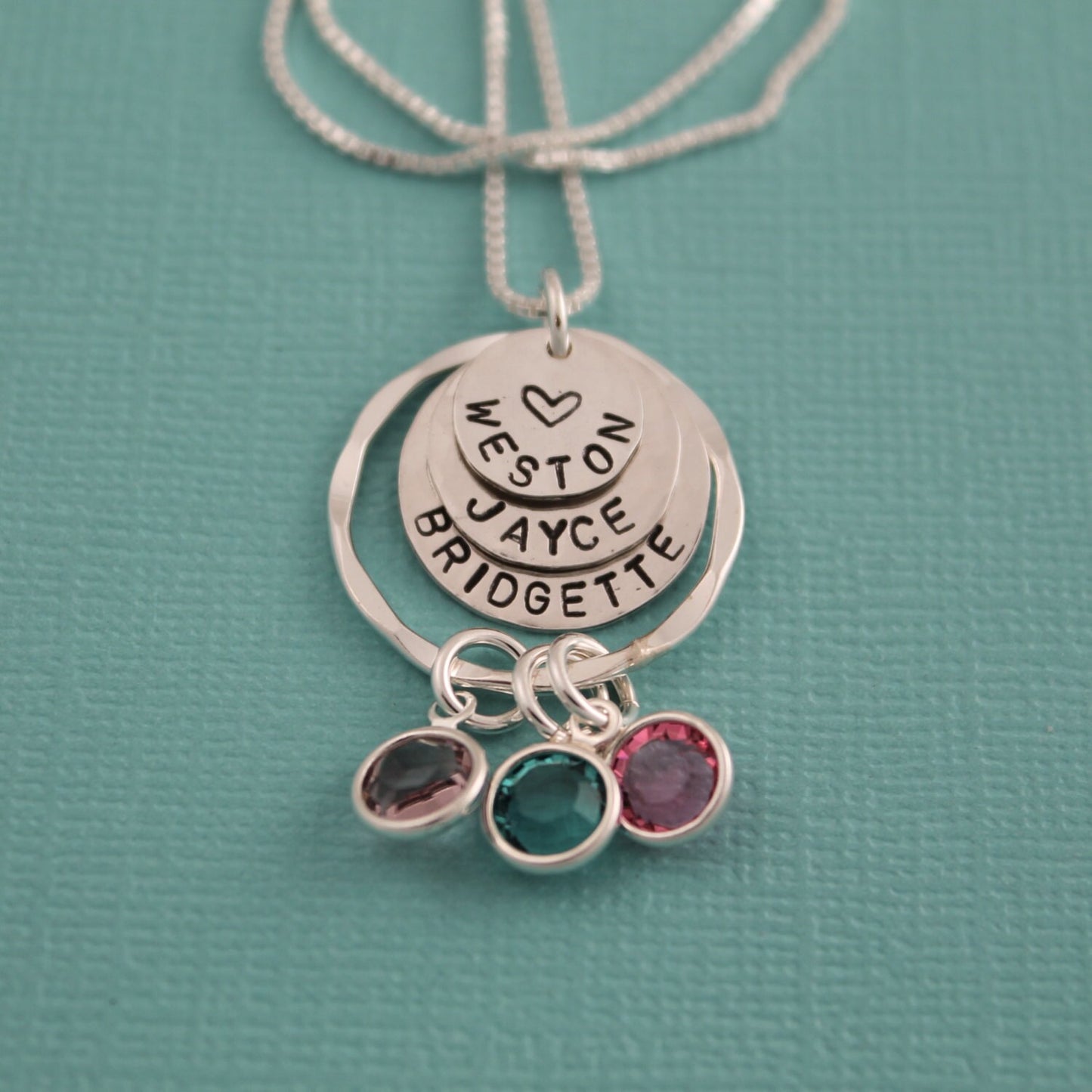 Grandmother Layered Sterling Silver Necklace Personalized Hand Stamped Jewelry