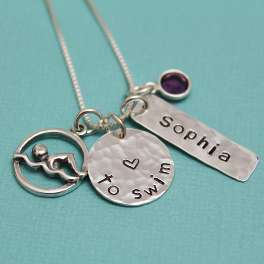 Field Hockey, Lacrosse Volleyball or Basketball Team Necklace Personalized and Hand Stamped with Name and Number