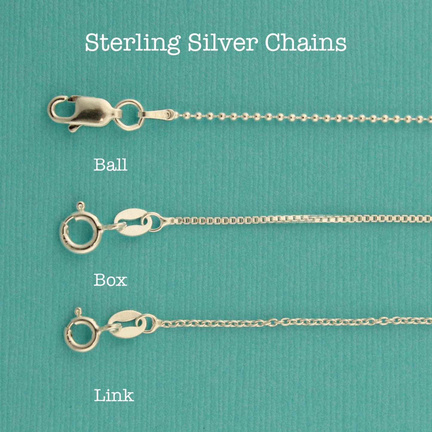 Sterling Silver Chains Add On Box, Ball or Link Chains
