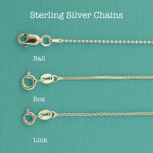 Sterling Silver Chains Add On Box, Ball or Link Chains