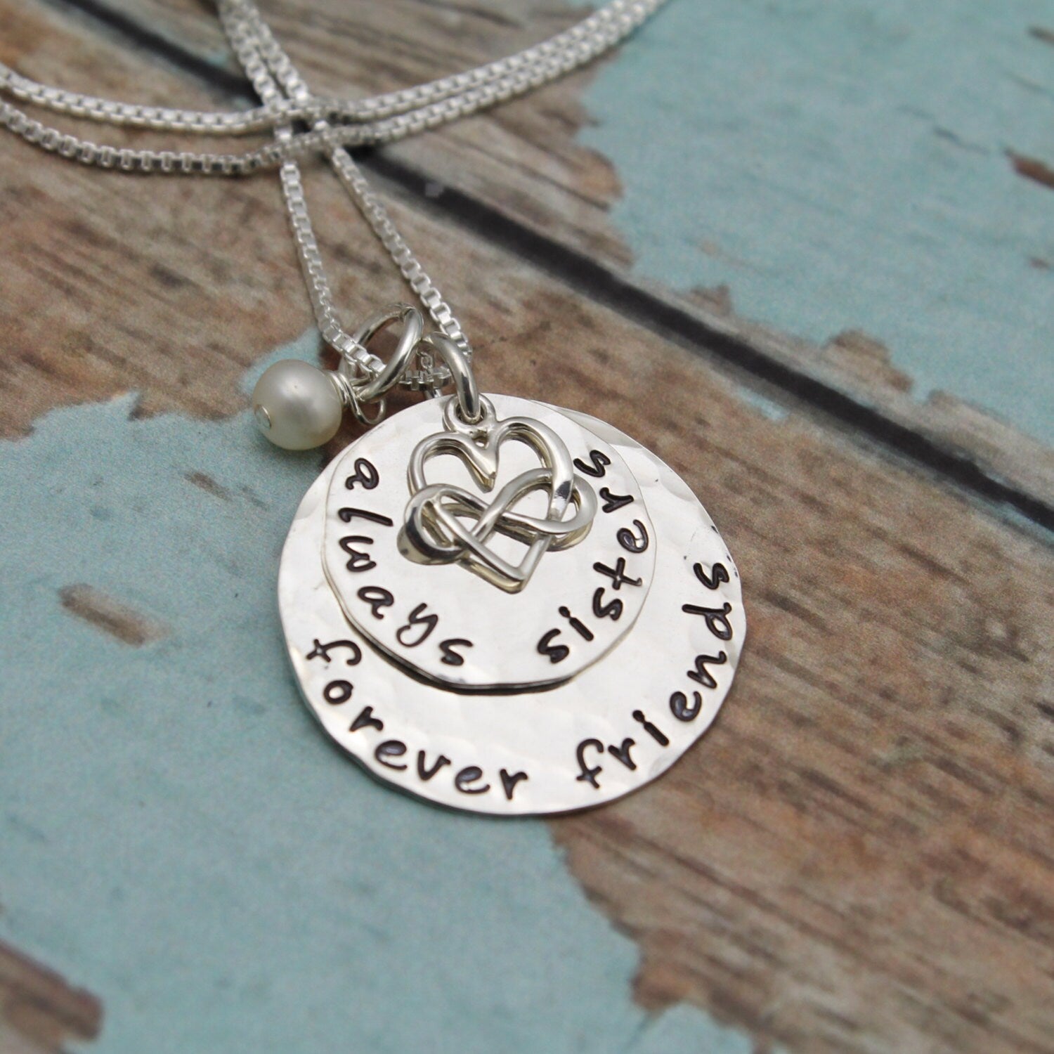 Sisters Necklace, Sister Necklace, Always Sisters, Forever Friends, Sisters Gift, Hand Stamped Sister's Jewelry, Sisters Jewelry
